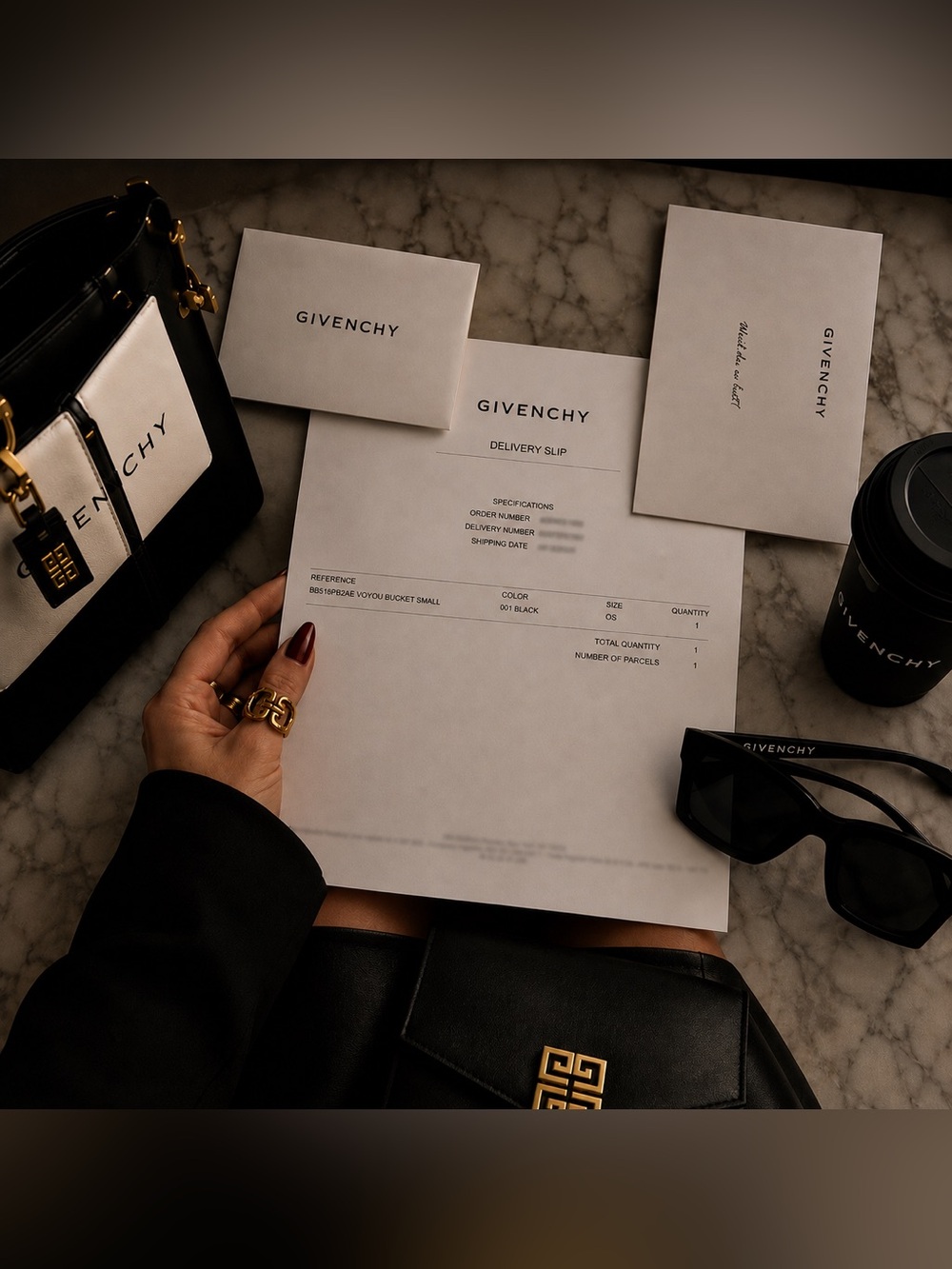 SOLD  Givenchy Small Voyou Bucket Bag Black Shiny Calfskin Leather Gold Hardware - Picture 10 of 17